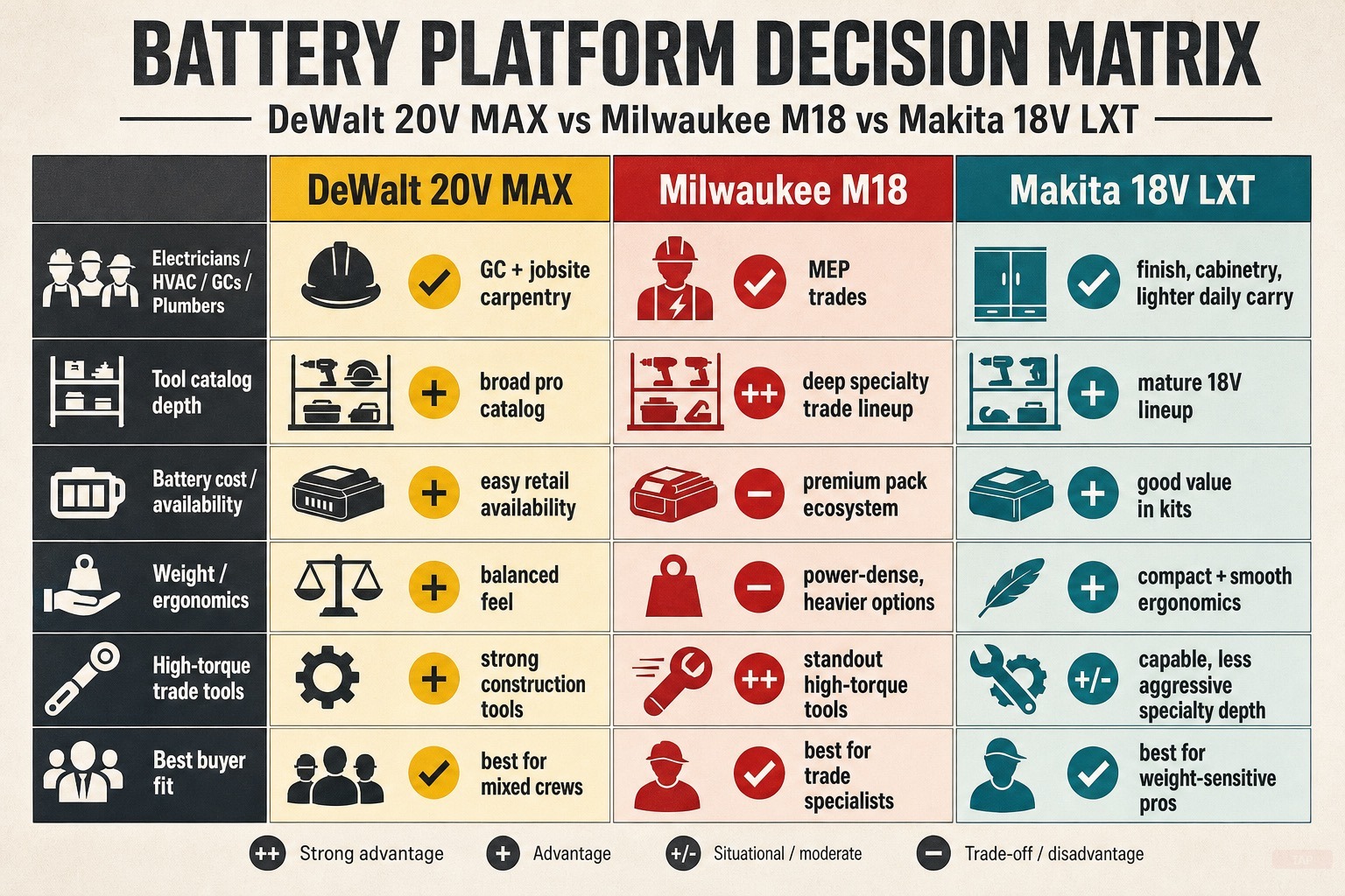 DeWalt vs Milwaukee vs Makita (2026): Which Battery Platform Should You Commit To? — visual reference